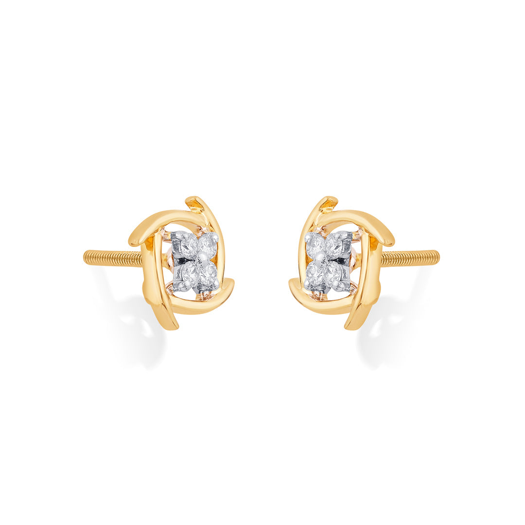 Radiant Gleams Diamond & Gold Stud Earrings for Women