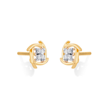 Radiant Gleams Diamond & Gold Stud Earrings for Women