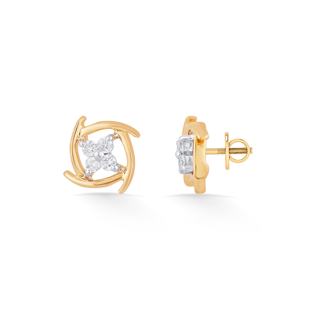 Radiant Gleams Diamond & Gold Stud Earrings for Women