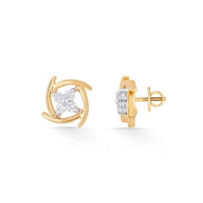 Radiant Gleams Diamond & Gold Stud Earrings for Women