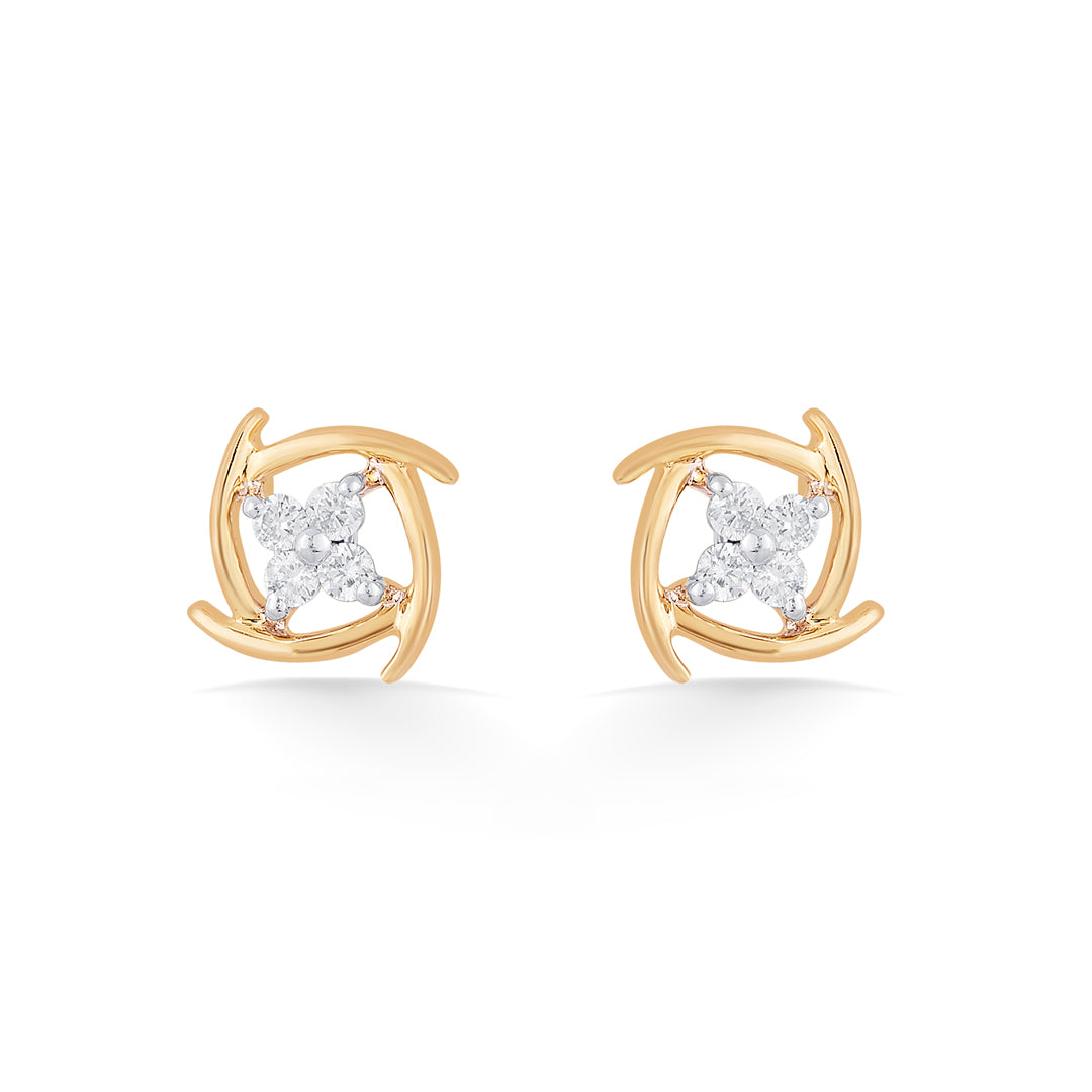 Radiant Gleams Diamond & Gold Stud Earrings for Women