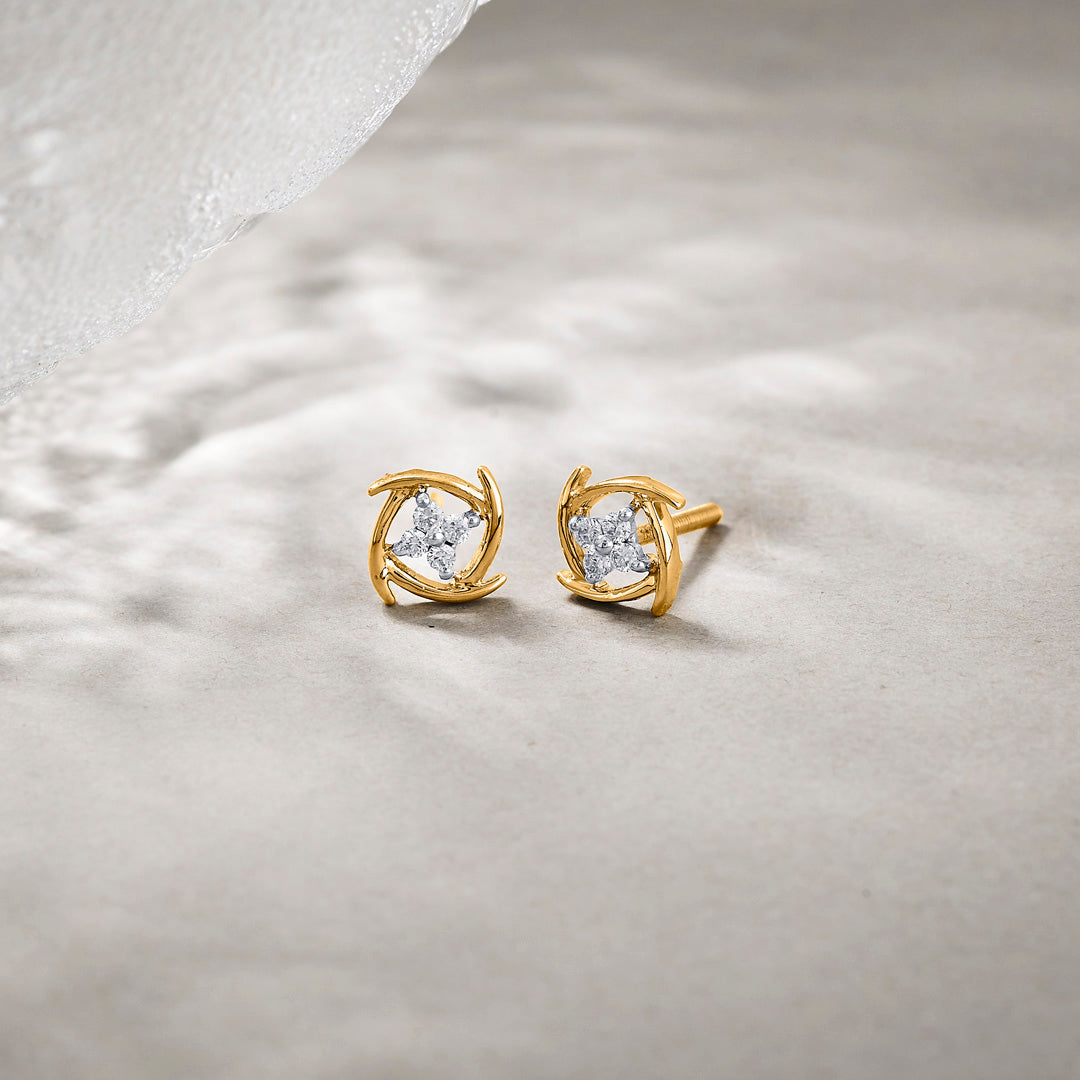 Radiant Gleams Diamond & Gold Stud Earrings for Women