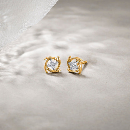 Radiant Gleams Diamond & Gold Stud Earrings for Women