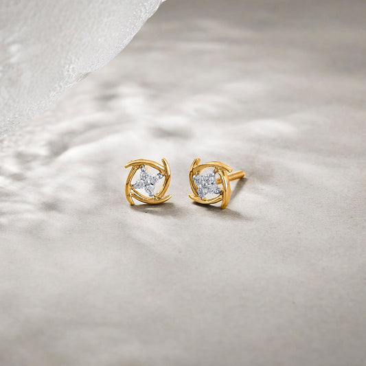 Radiant Gleams Diamond & Gold Stud Earrings for Women