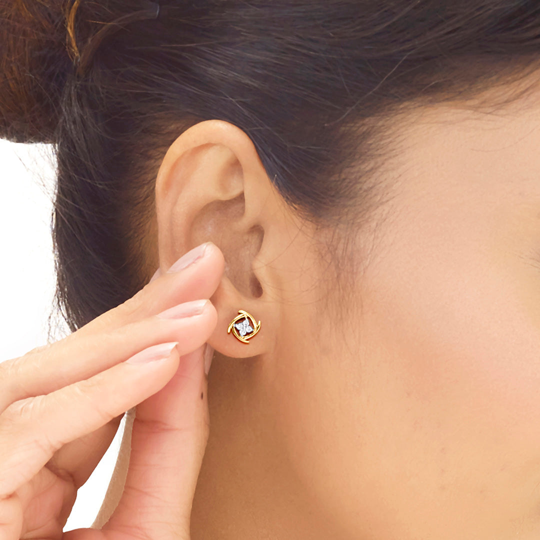 Radiant Gleams Diamond & Gold Stud Earrings for Women