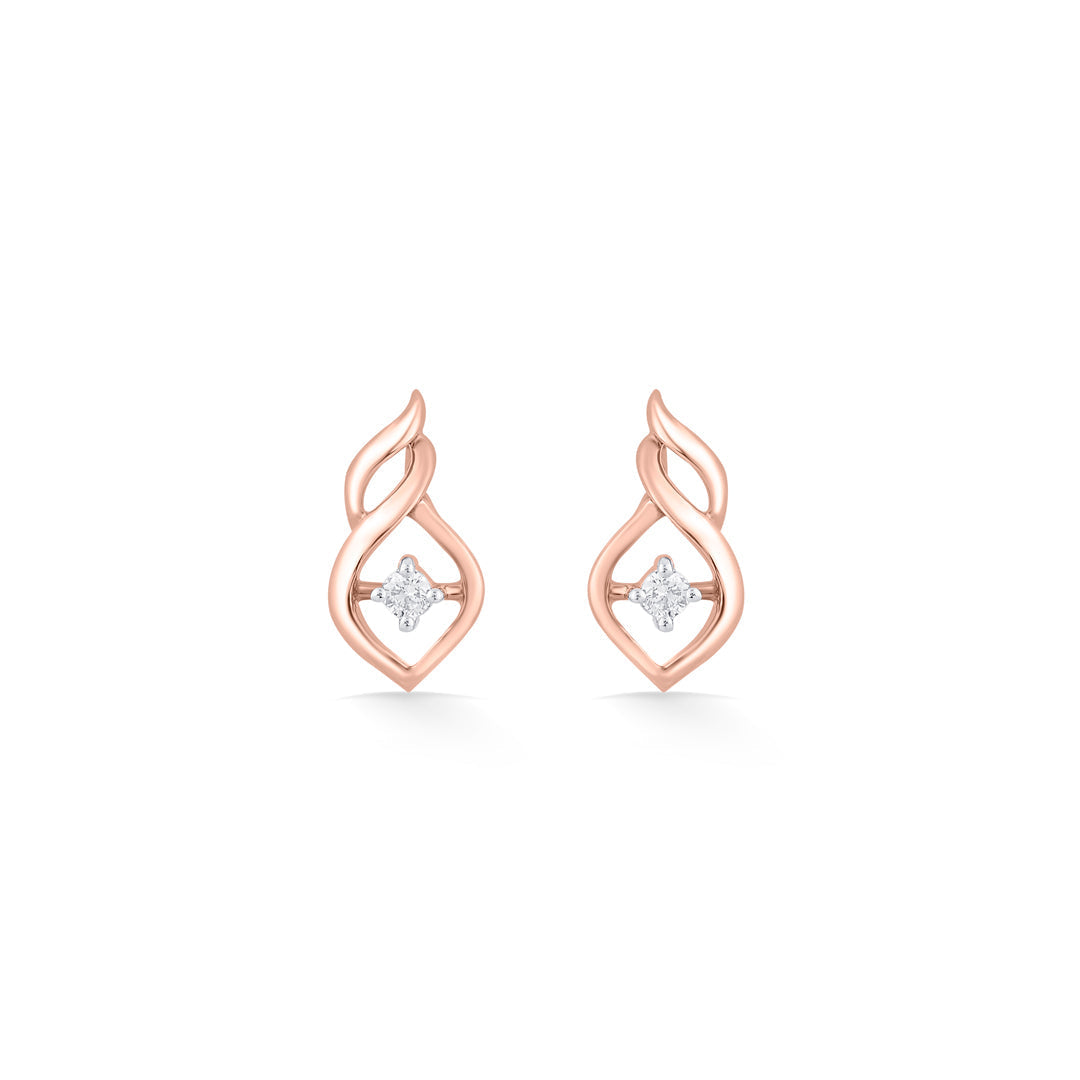 Luminous Bond Diamond & Gold Stud Earrings for Women