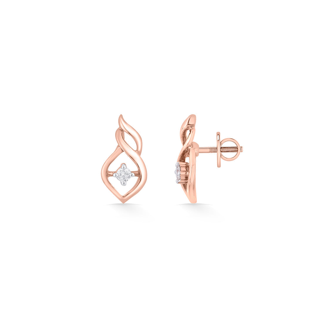 Luminous Bond Diamond & Gold Stud Earrings for Women