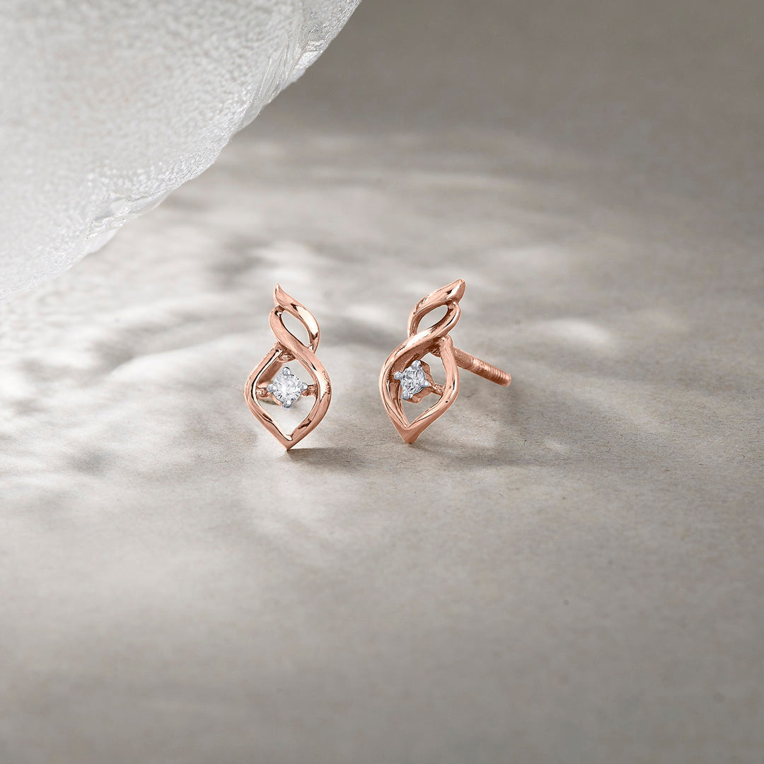 Luminous Bond Diamond & Gold Stud Earrings for Women