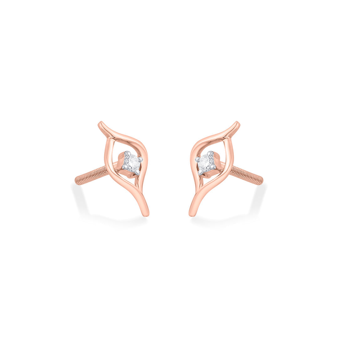 Luminous Petals Diamond & Gold Stud Earrings for Women