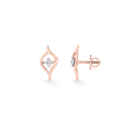 Luminous Petals Diamond & Gold Stud Earrings for Women