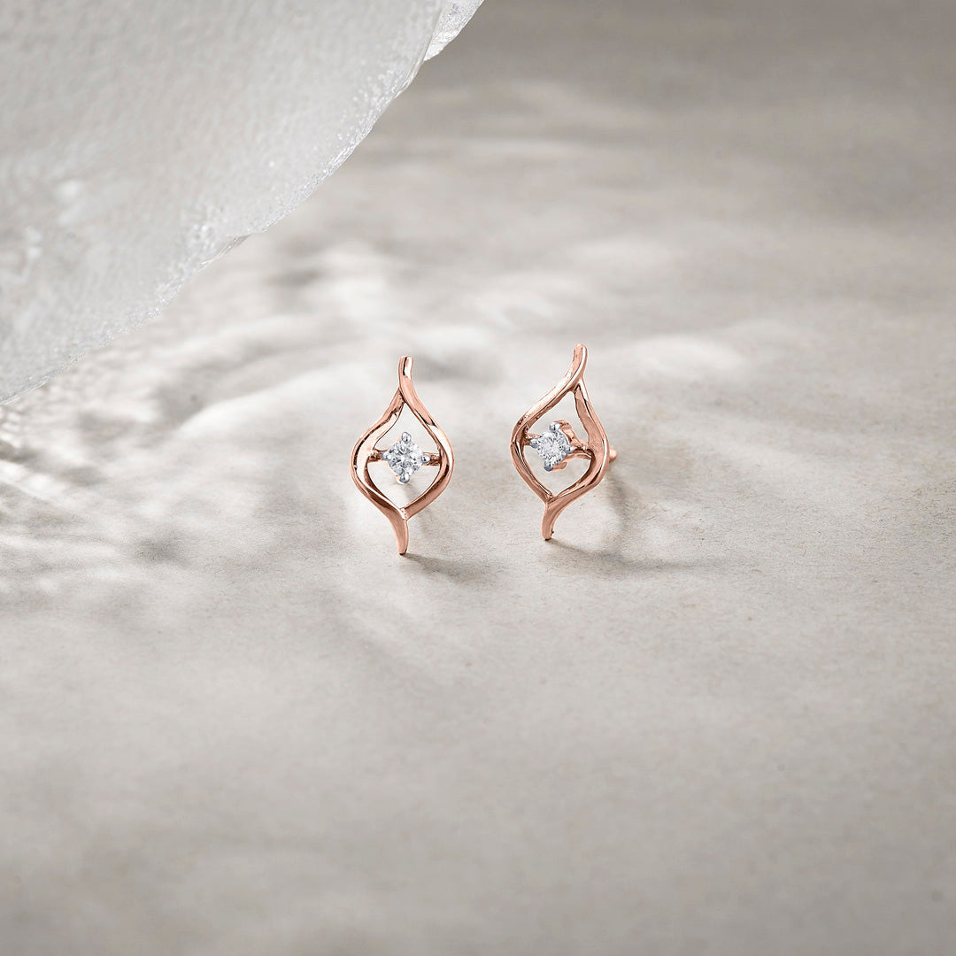 Luminous Petals Diamond & Gold Stud Earrings for Women