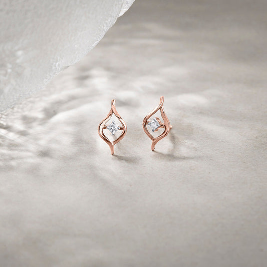 Luminous Petals Diamond & Gold Stud Earrings for Women