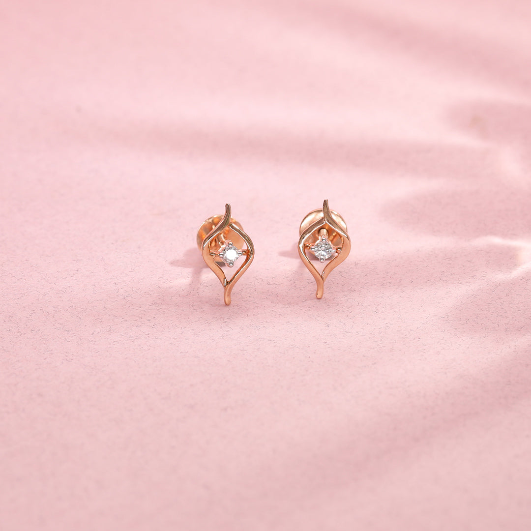 Luminous Petals Diamond & Gold Stud Earrings for Women