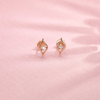 Luminous Petals Diamond & Gold Stud Earrings for Women