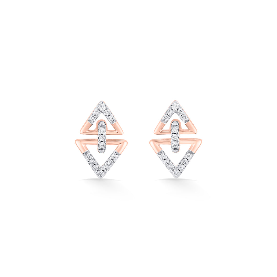 Prism Shine Diamond & Gold Stud Earrings for Women