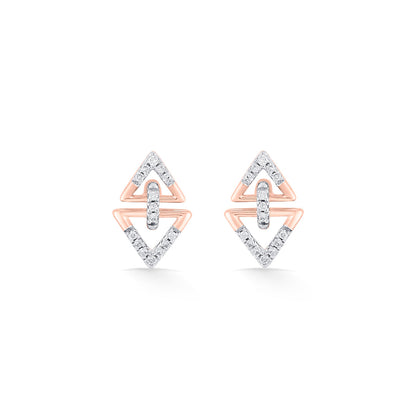 Prism Shine Diamond & Gold Stud Earrings for Women