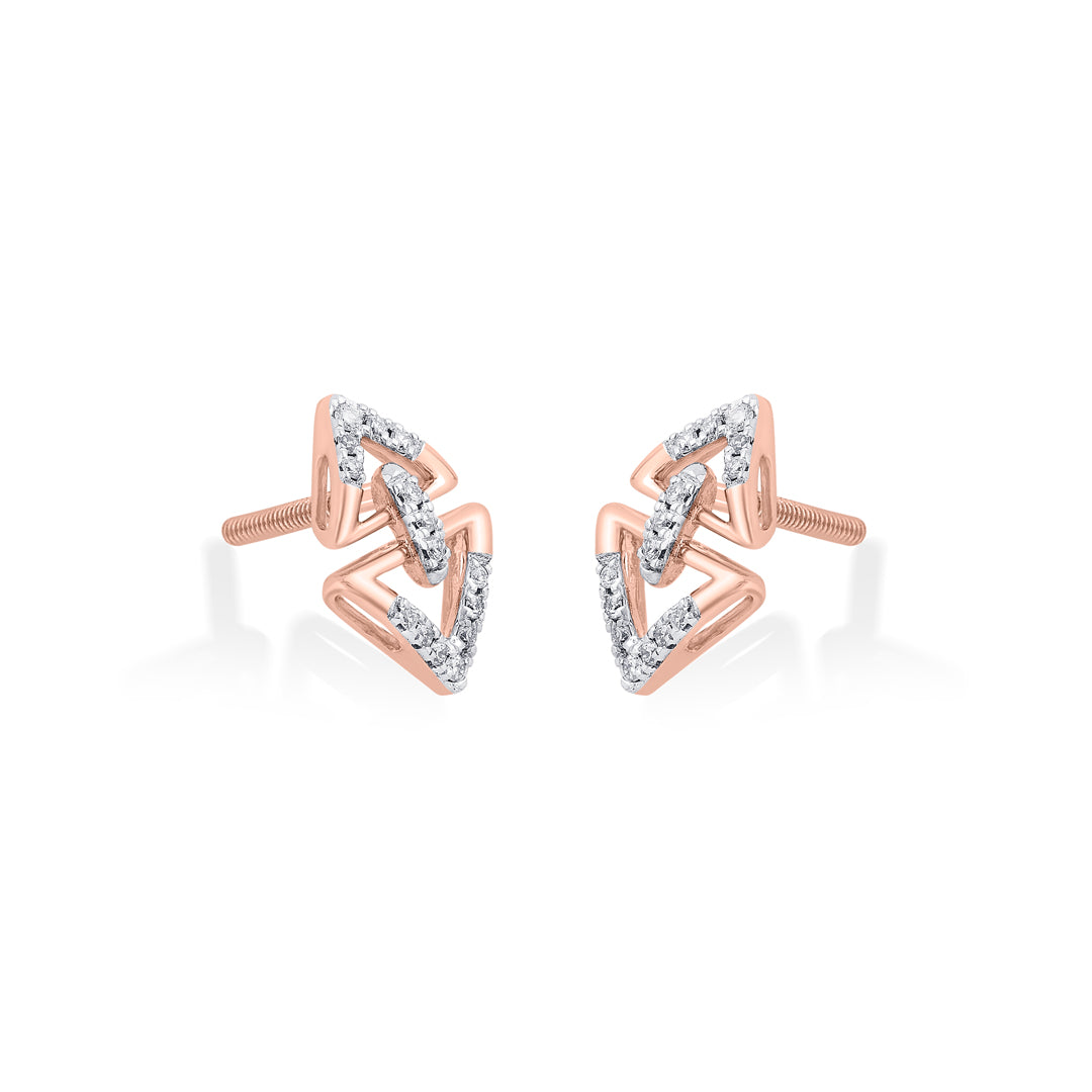 Prism Shine Diamond & Gold Stud Earrings for Women