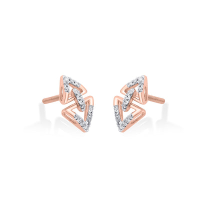 Prism Shine Diamond & Gold Stud Earrings for Women