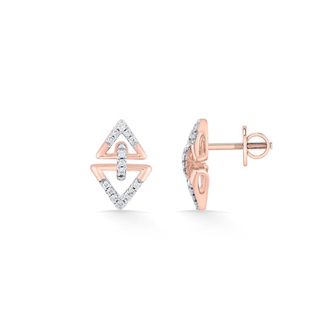 Prism Shine Diamond & Gold Stud Earrings for Women