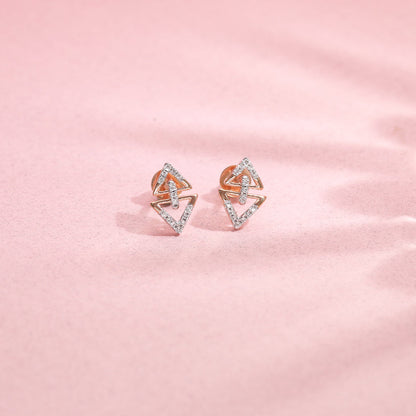 Prism Shine Diamond & Gold Stud Earrings for Women