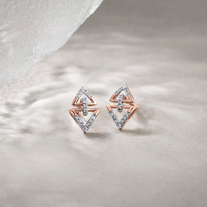 Prism Shine Diamond & Gold Stud Earrings for Women