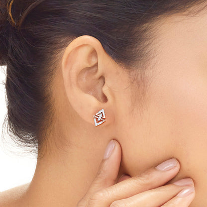 Prism Shine Diamond & Gold Stud Earrings for Women