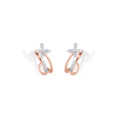Floral Gleam Diamond & Gold Hoops & Huggies Earrings for Women