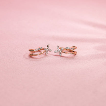 Floral Gleam Diamond & Gold Hoops & Huggies Earrings for Women