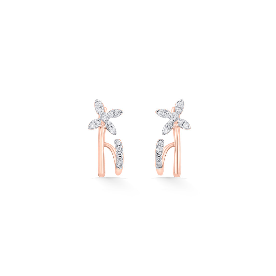 Floral Gleam Diamond & Gold Hoops & Huggies Earrings for Women