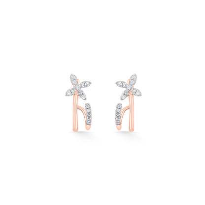 Floral Gleam Diamond & Gold Hoops & Huggies Earrings for Women