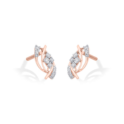 Luminous Spiral Diamond & Gold Stud Earrings for Women