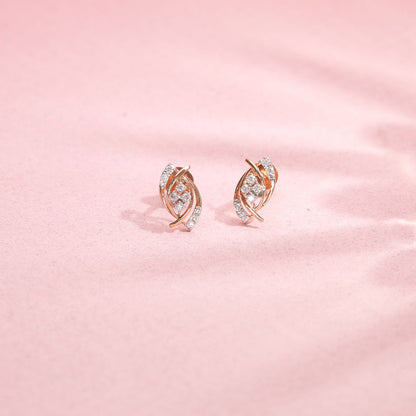 Luminous Spiral Diamond & Gold Stud Earrings for Women