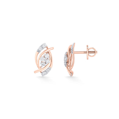 Luminous Spiral Diamond & Gold Stud Earrings for Women