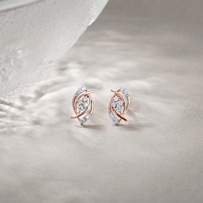 Luminous Spiral Diamond & Gold Stud Earrings for Women