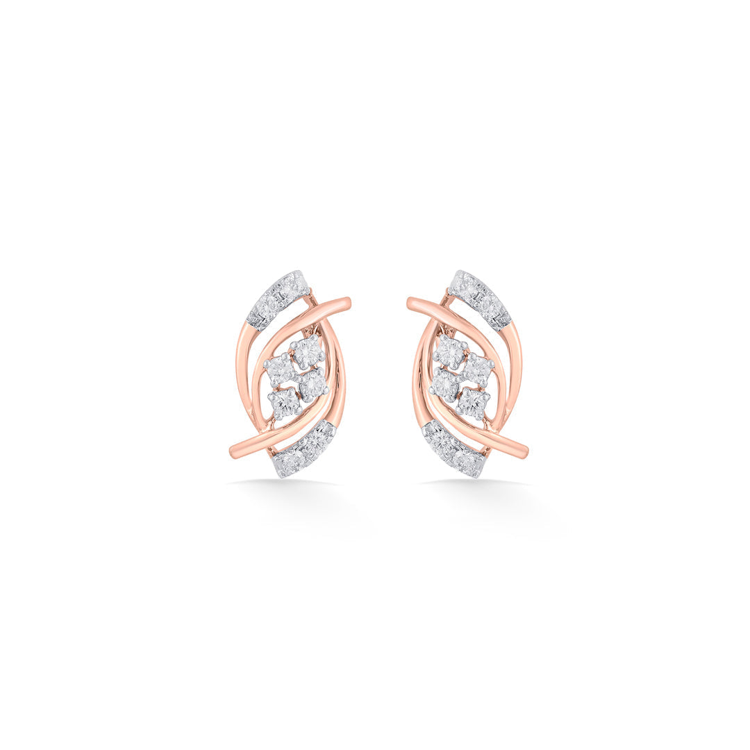 Luminous Spiral Diamond & Gold Stud Earrings for Women