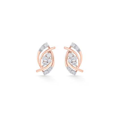 Luminous Spiral Diamond & Gold Stud Earrings for Women