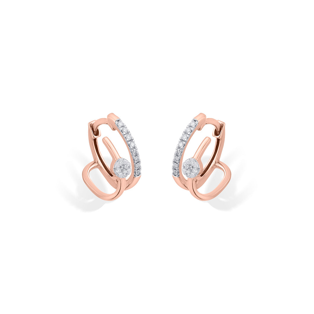 Oval Glow Diamond & Gold Hoops & Huggies Earrings for Women