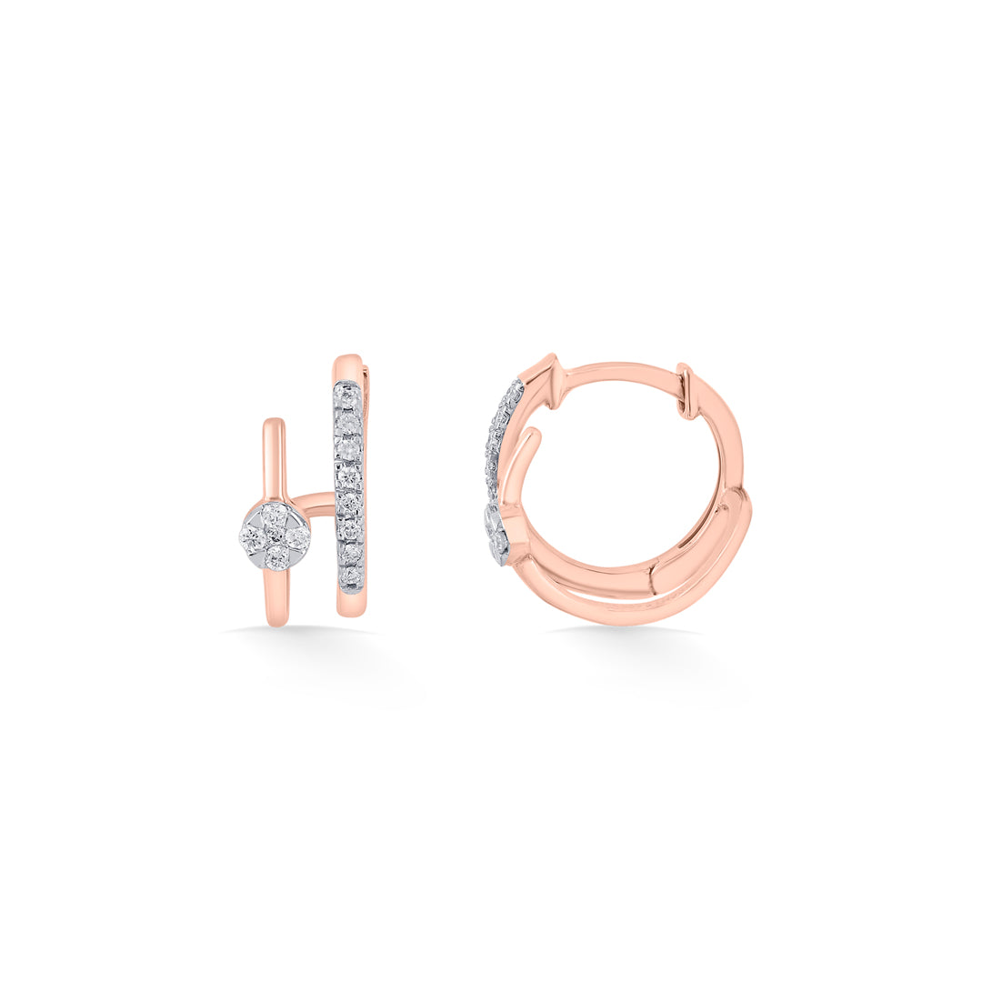 Oval Glow Diamond & Gold Hoops & Huggies Earrings for Women