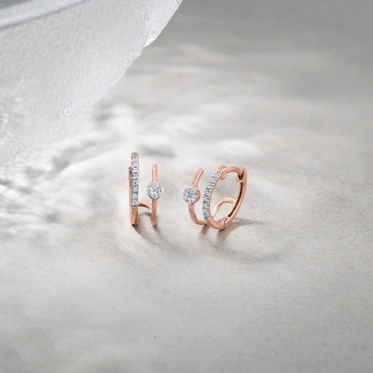 Oval Glow Diamond & Gold Hoops & Huggies Earrings for Women