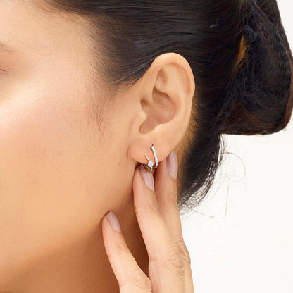 Oval Glow Diamond & Gold Hoops & Huggies Earrings for Women