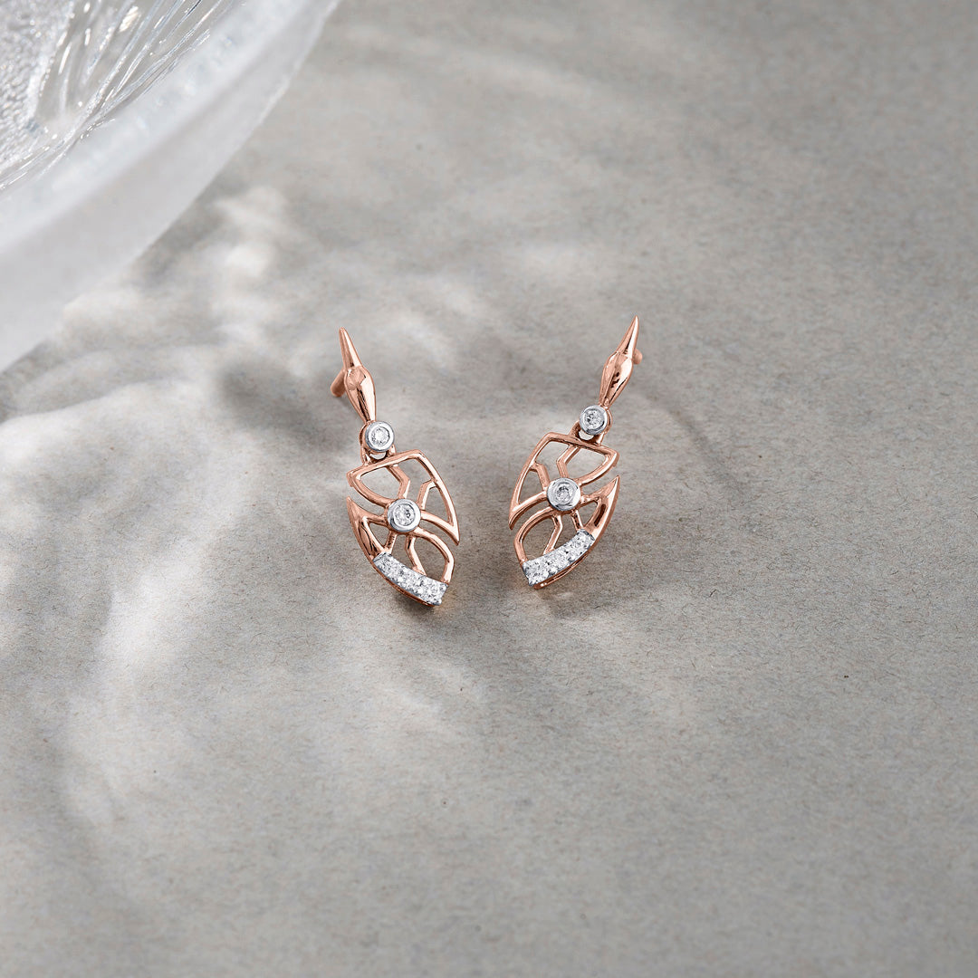 Bold Sepals Diamond & Gold Drops & Danglers Earrings for Women