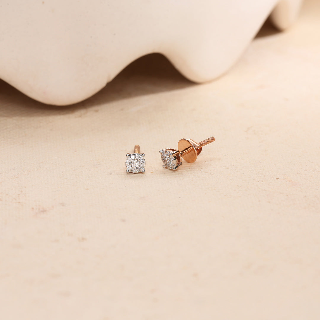 Radiant Spark Diamond & Gold Stud Earrings for Women