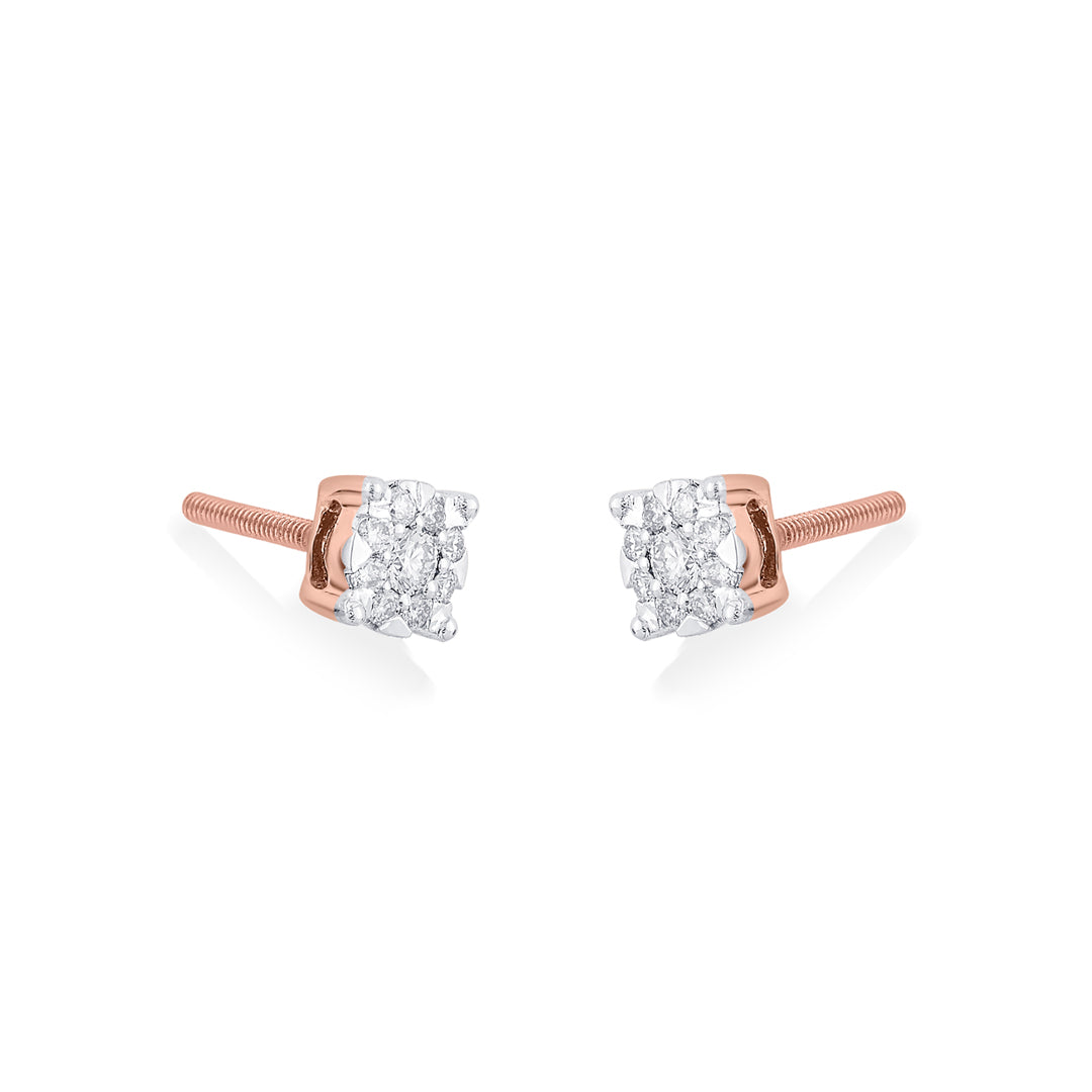 Radiant Spark Diamond & Gold Stud Earrings for Women
