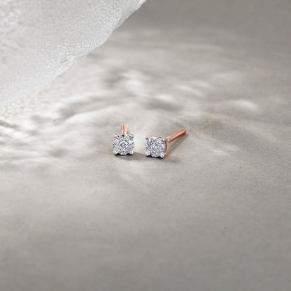 Radiant Spark Diamond & Gold Stud Earrings for Women