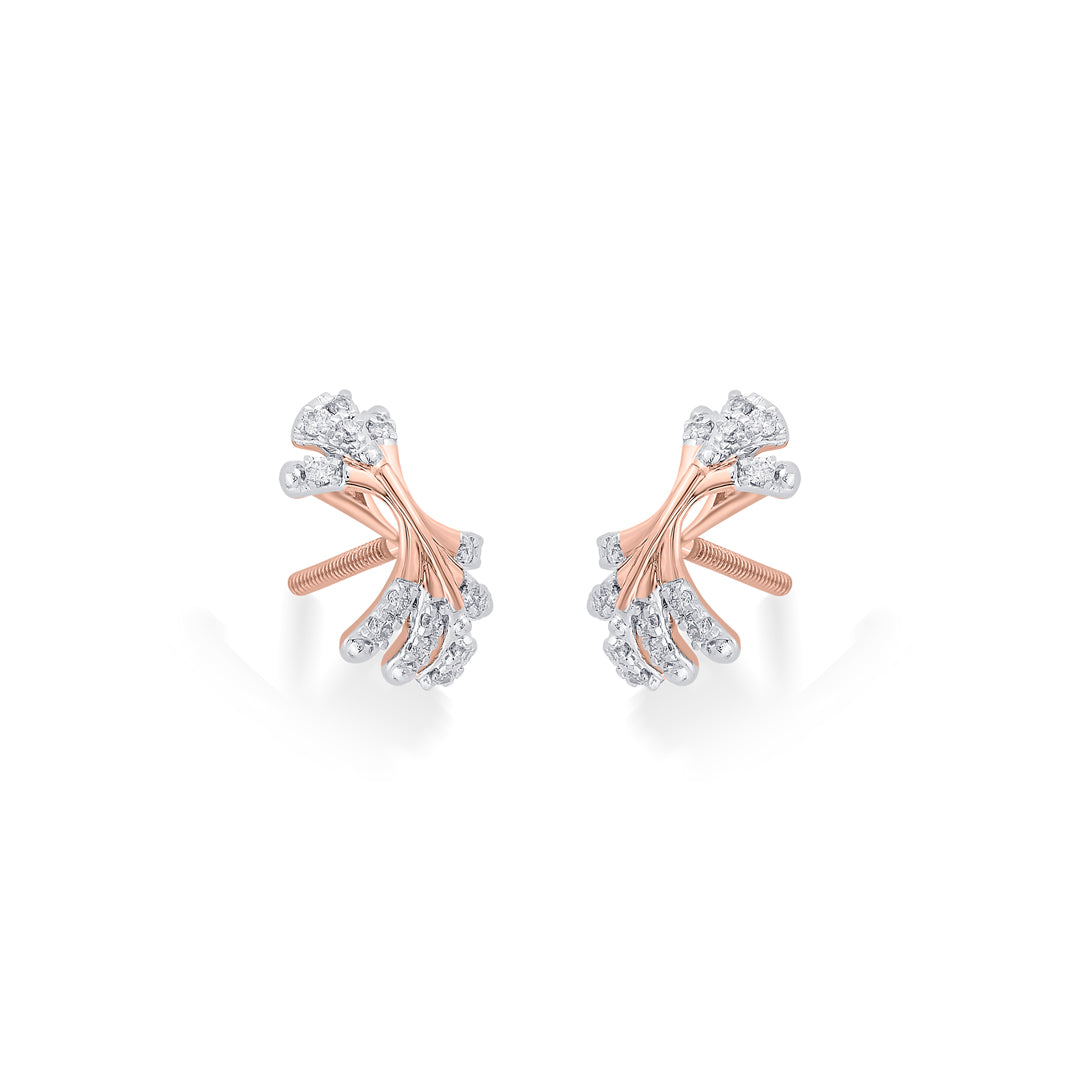Frost Glow Diamond & Gold Stud Earrings for Women