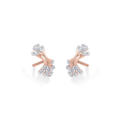 Frost Glow Diamond & Gold Stud Earrings for Women