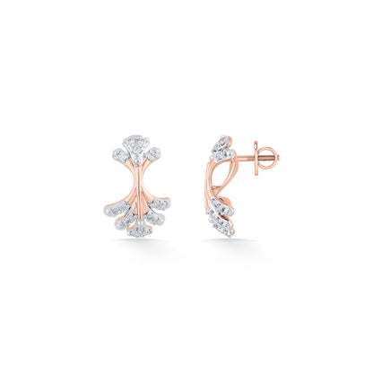 Frost Glow Diamond & Gold Stud Earrings for Women