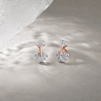 Frost Glow Diamond & Gold Stud Earrings for Women