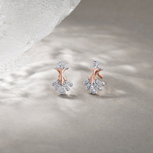 Frost Glow Diamond & Gold Stud Earrings for Women