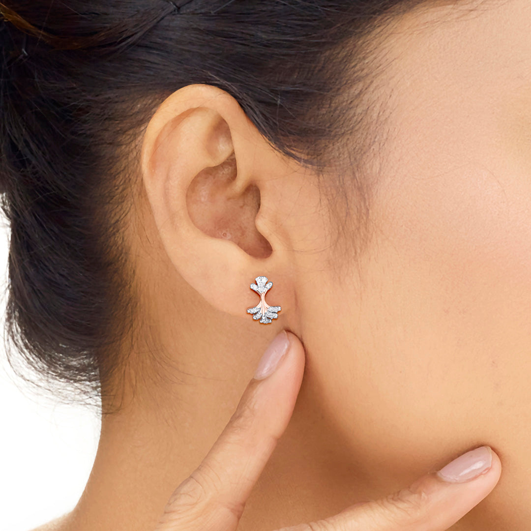 Frost Glow Diamond & Gold Stud Earrings for Women